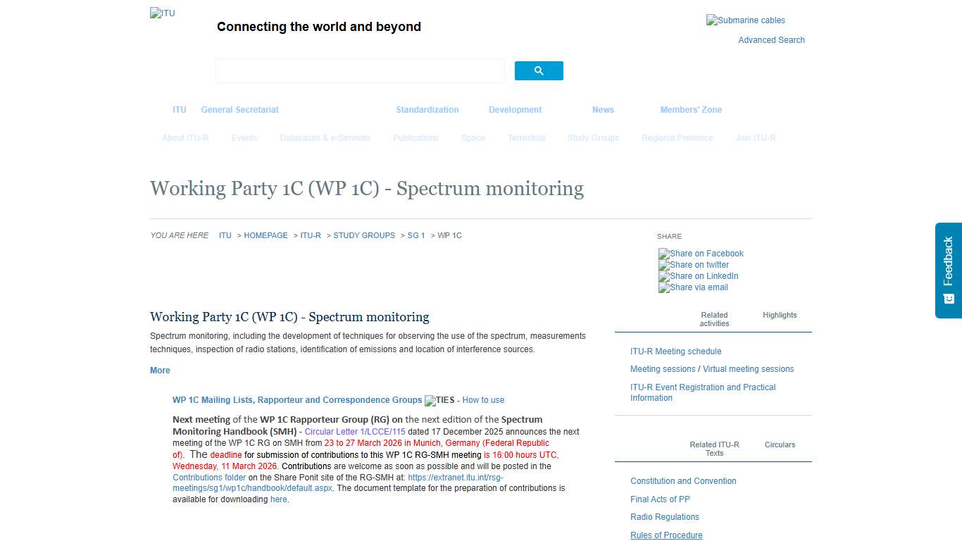 Working Party 1C (WP 1C) - Spectrum monitoring